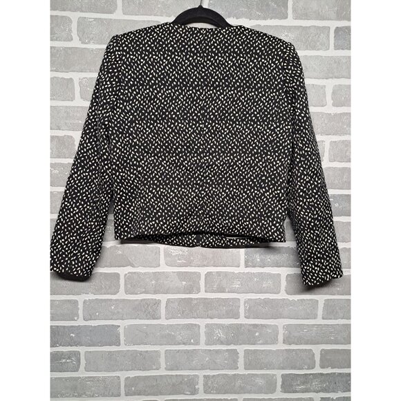 Alice & Olivia Womens Chettah Print White and Black Crop Jacket Size Small - Picture 2 of 9